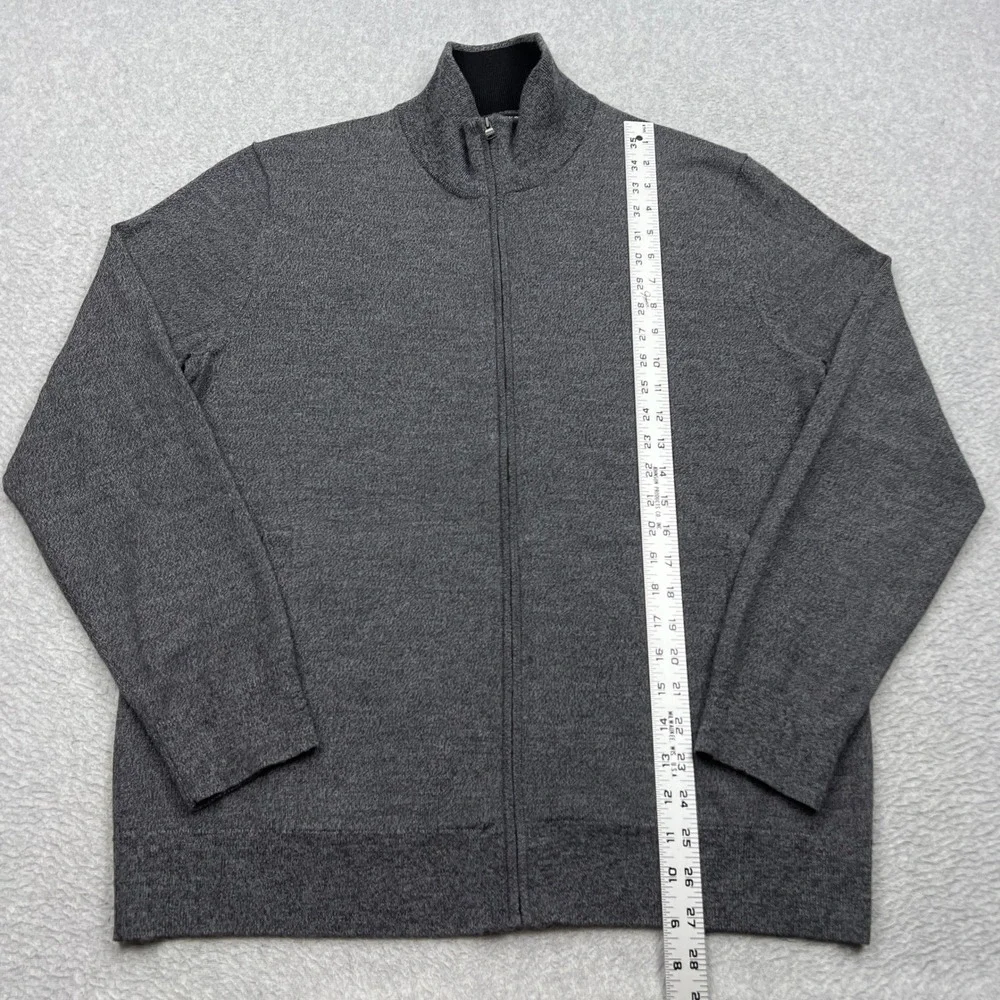 Banana Republic Cardigan Mens Large Charcoal 100% Merino Wool Full Zip Sweater
